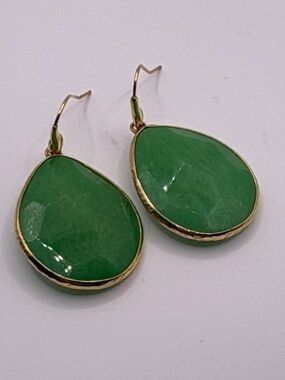 Fossil Green Aventurine Gemstone Earrings